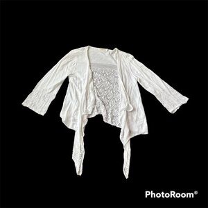 White knit waterfall Christina cardigan